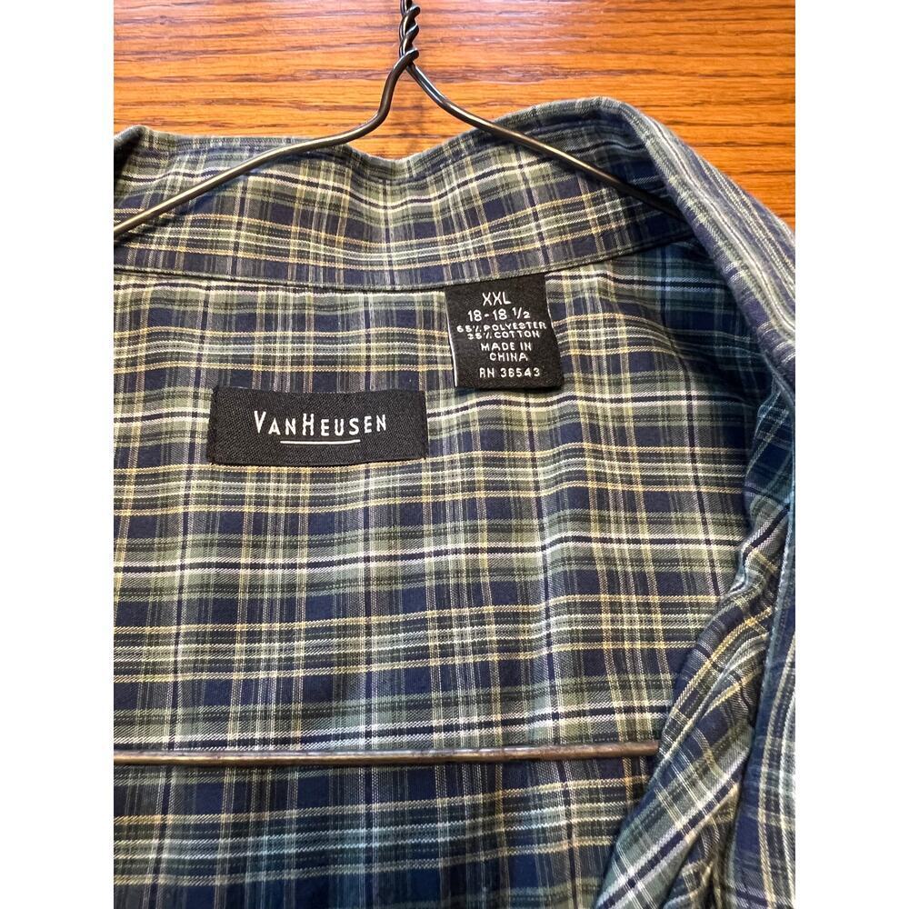 Van Heusen plaid short sleeve casual button down shirt, men's XXL 18-18 1/2